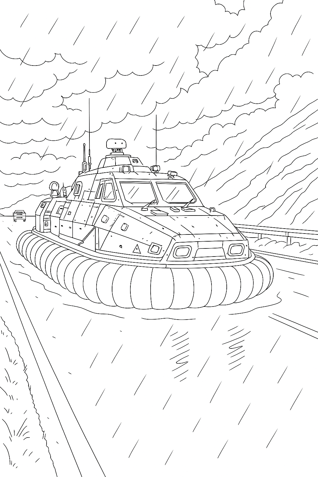Coloring page of Combat Hovercraft