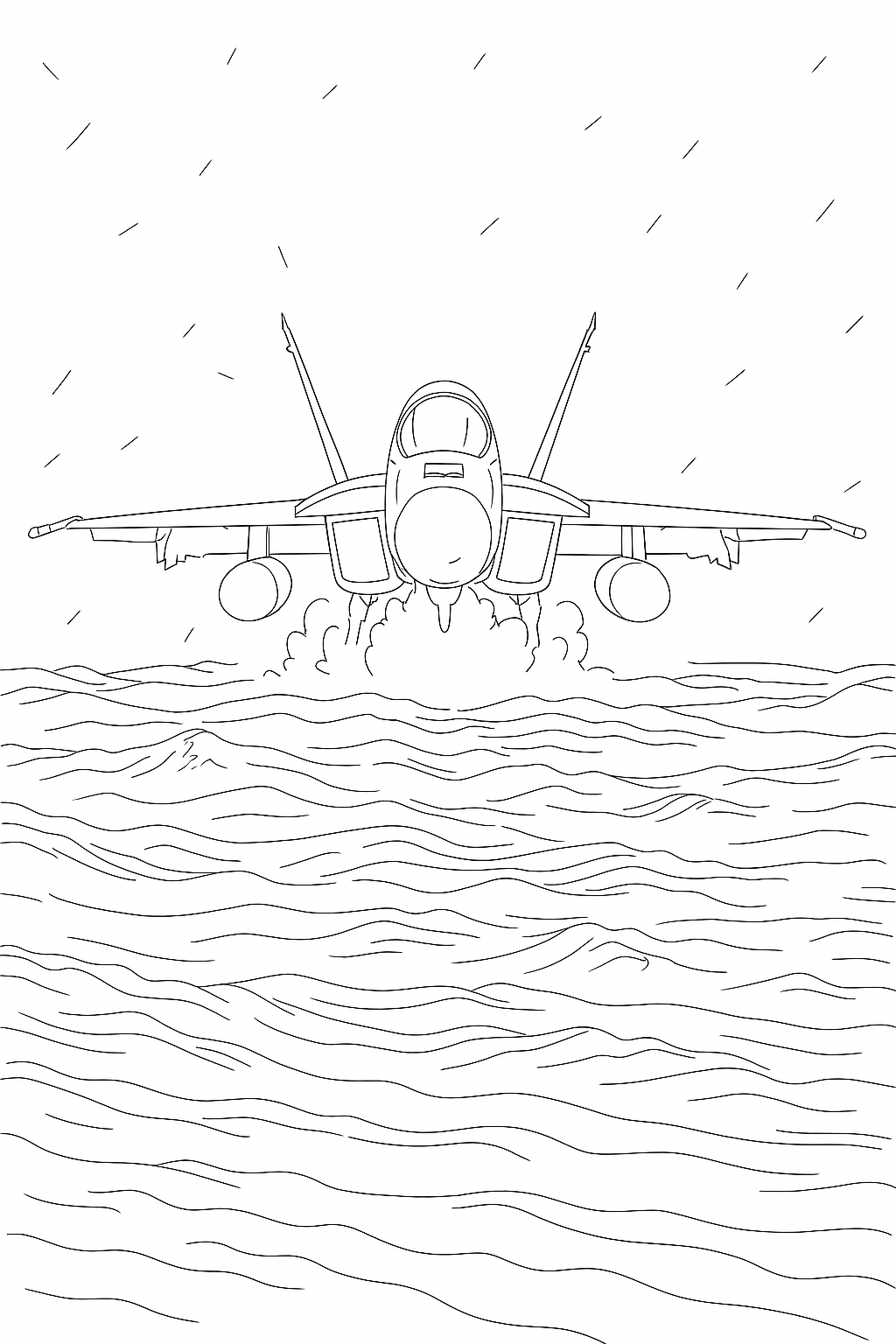 Coloring page of Fighter Jet Flying