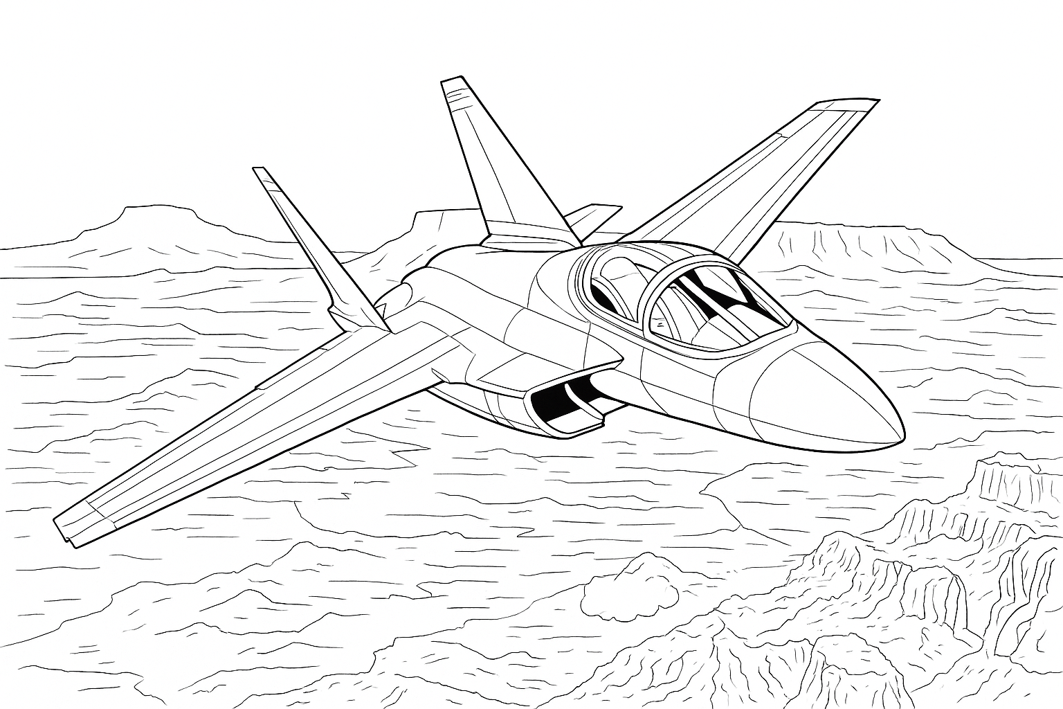Coloring page of Military Jet