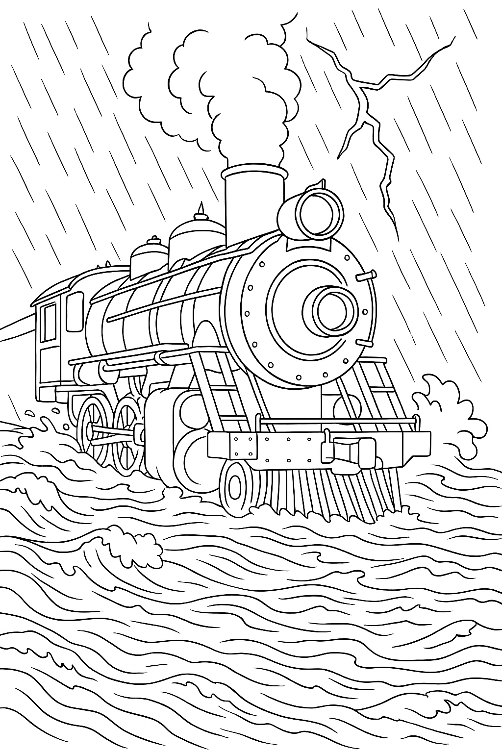 Coloring page of Steam Locomotive Throttle