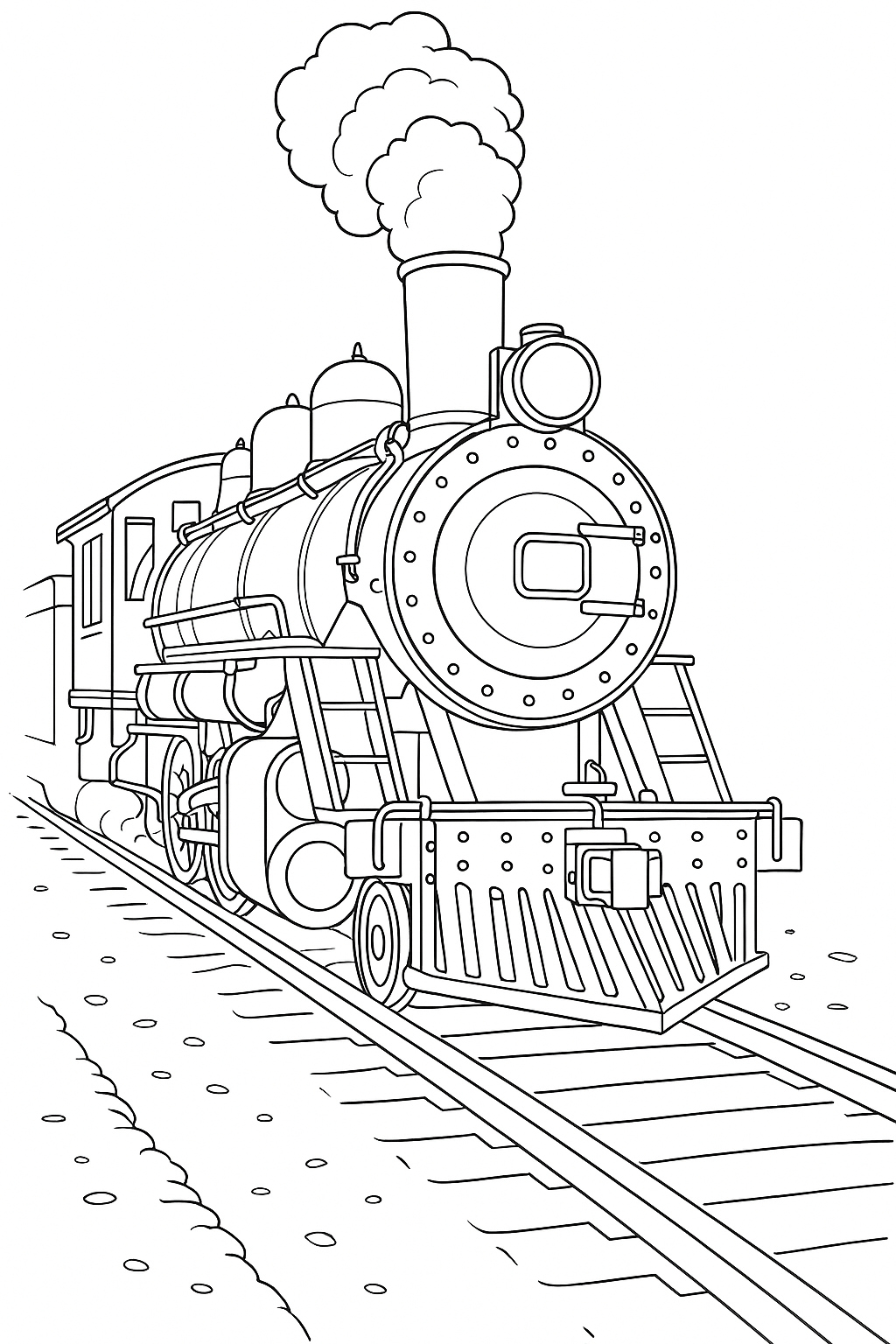 Coloring page of Steam Train Through Mud