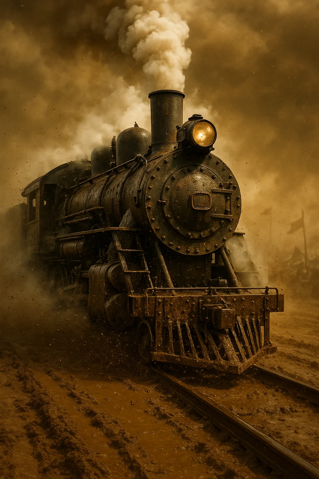 Original Steam Train Through Mud