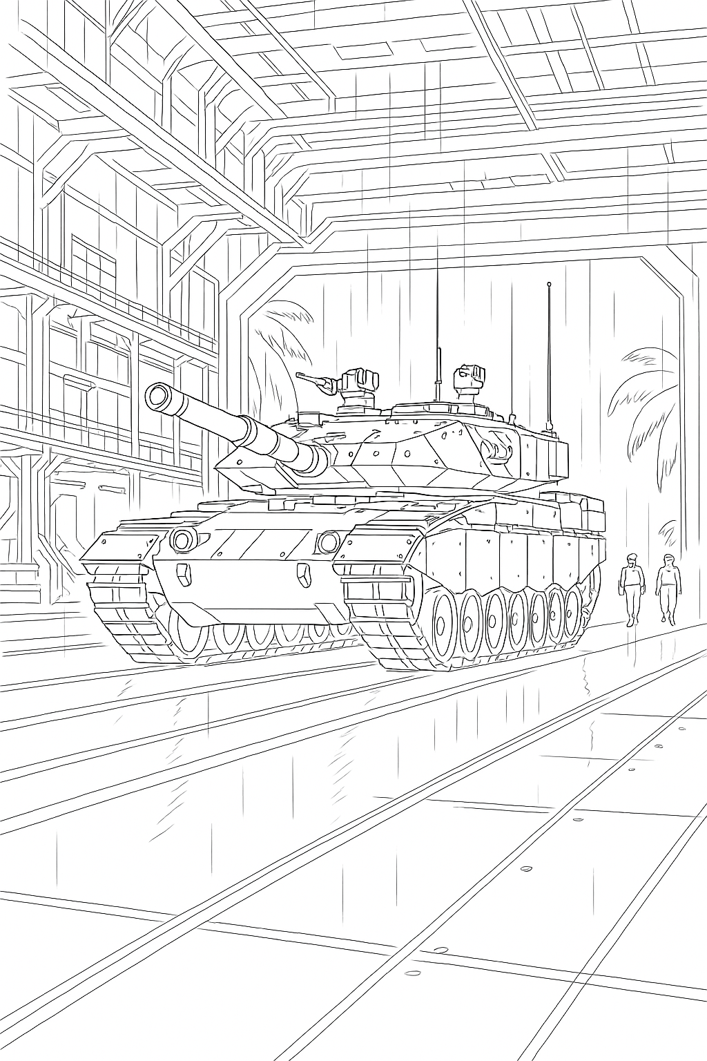 Coloring page of Tank Accelerating