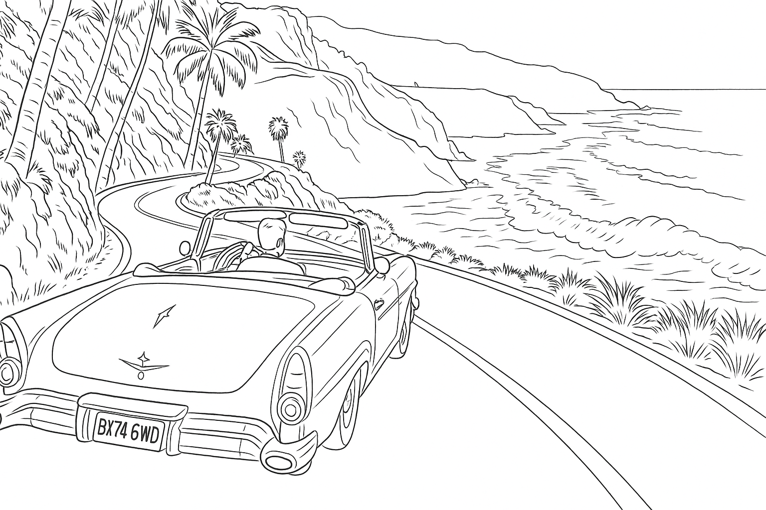 Coloring page of Vintage Car