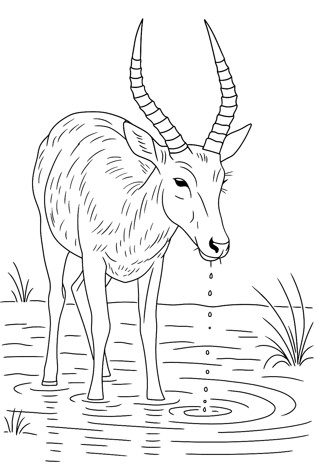 Coloring page of Antelope Mud Bath