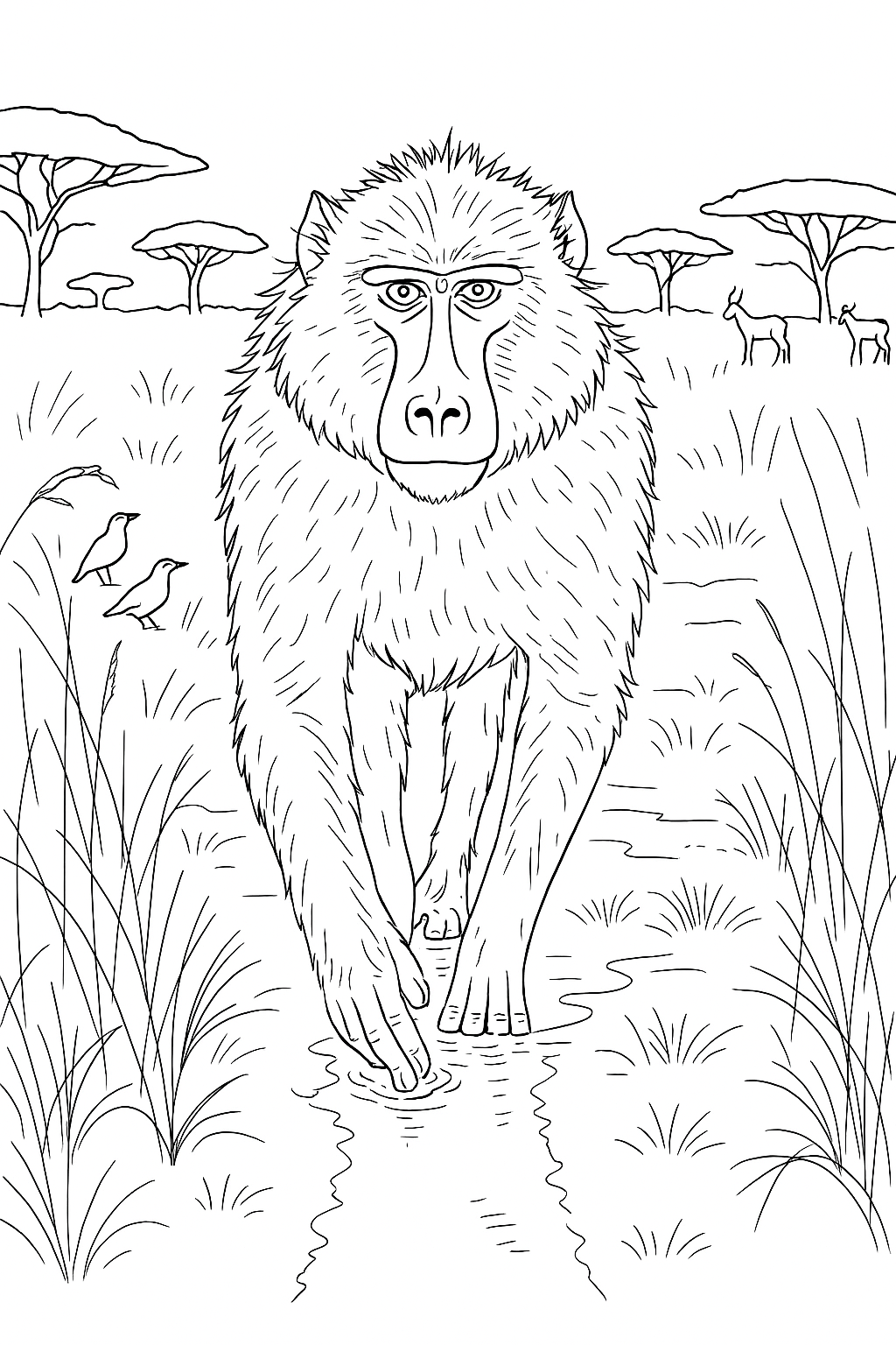 Coloring page of Baboon Territory Patrol