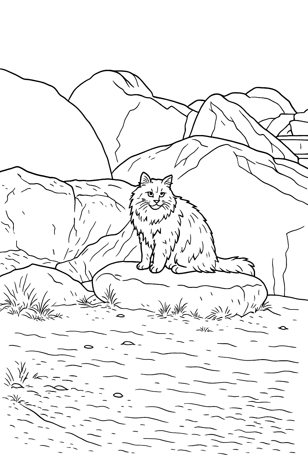 Coloring page of Cat Beach