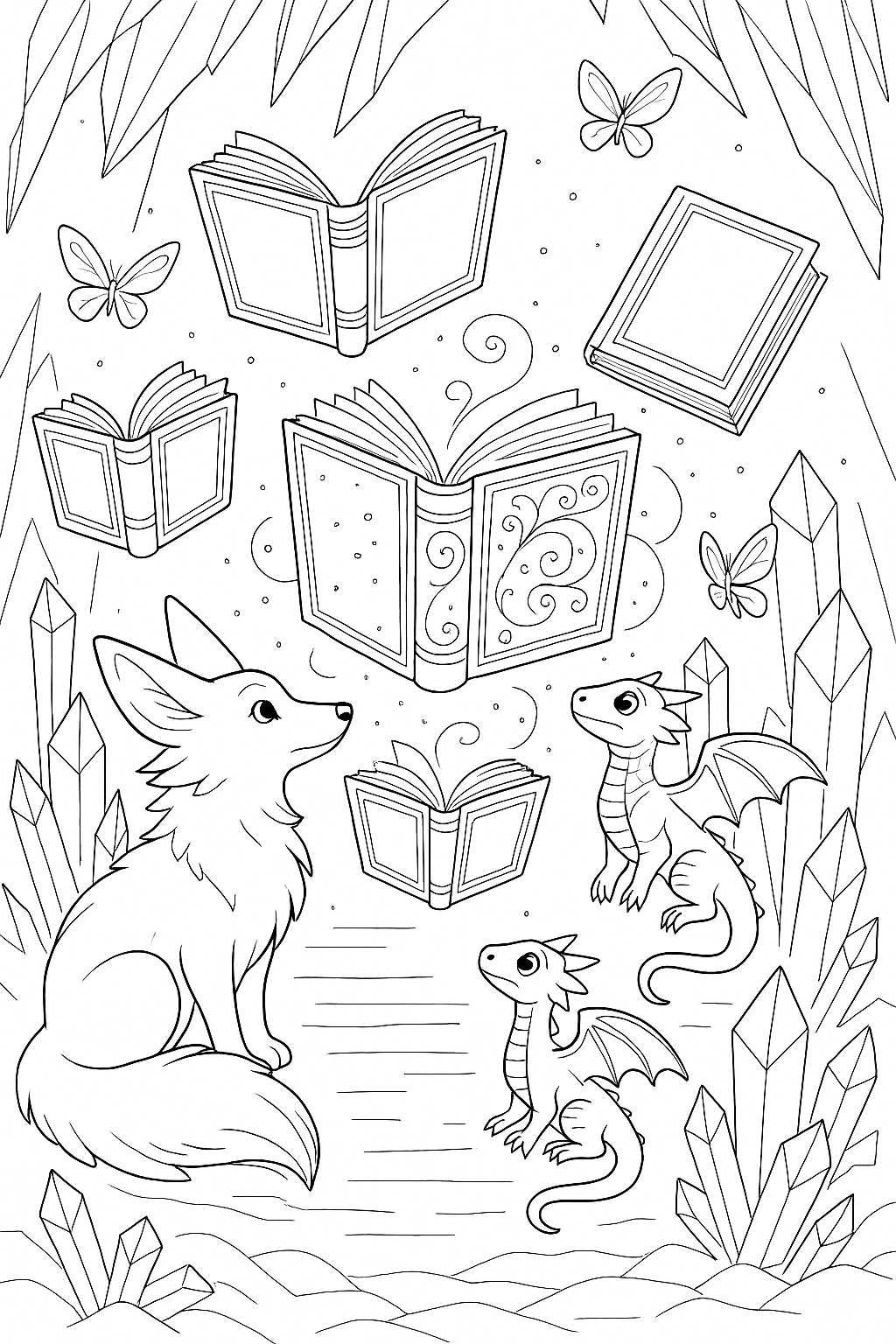 Coloring page of Enchanted Books Taming