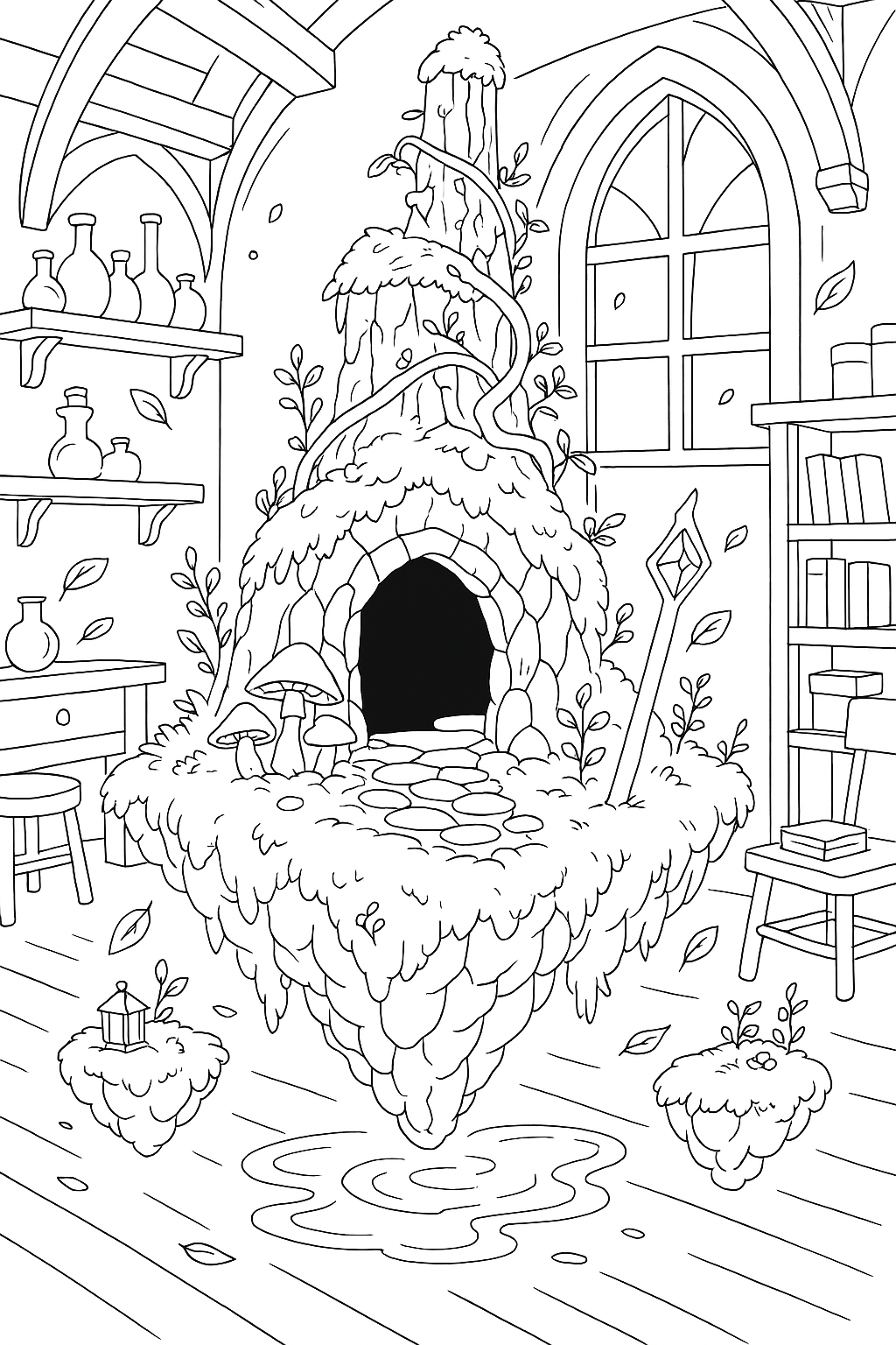 Coloring page of Floating Islands Caves