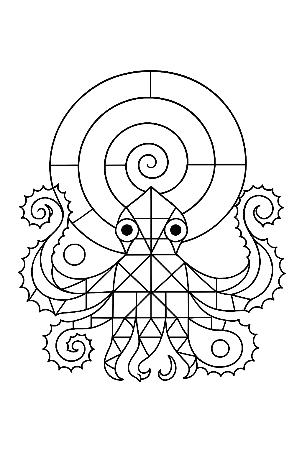 Coloring page of Fractal Spiral Seaform
