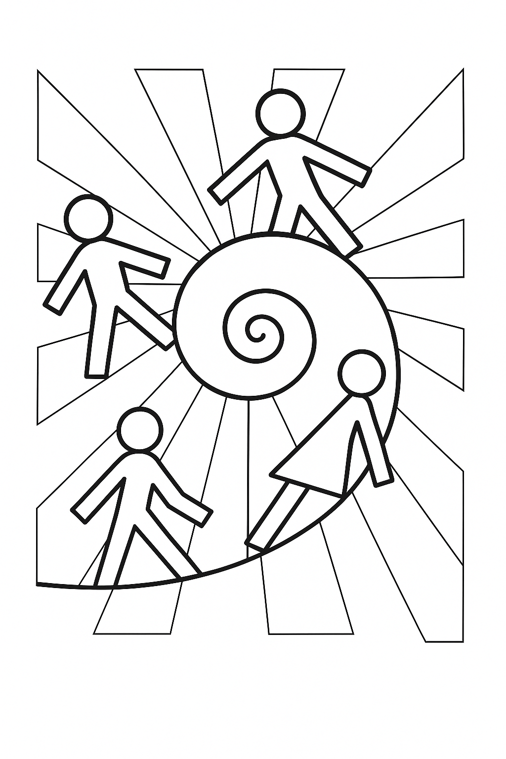 Coloring page of Minimalist Spiral Figures