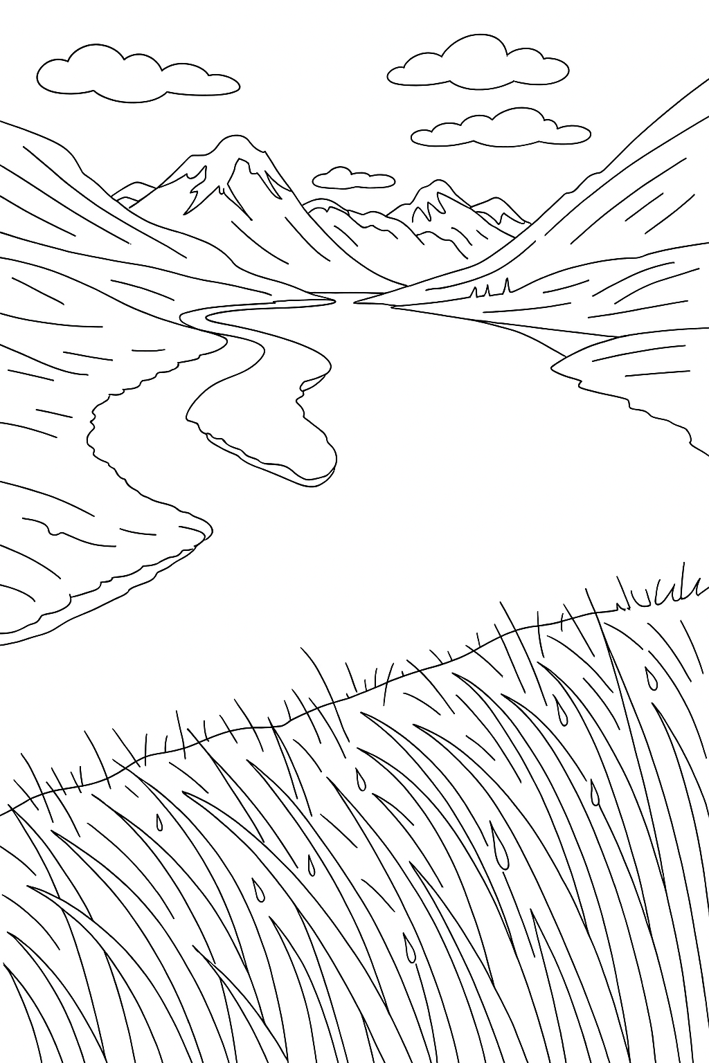 Coloring page of Carved Valleys Dew Grass