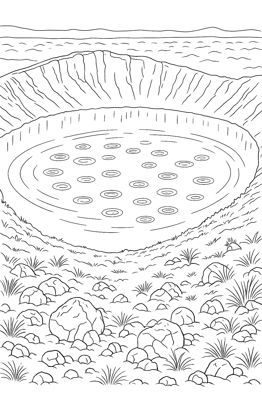 Coloring page of Crater Rain Lake