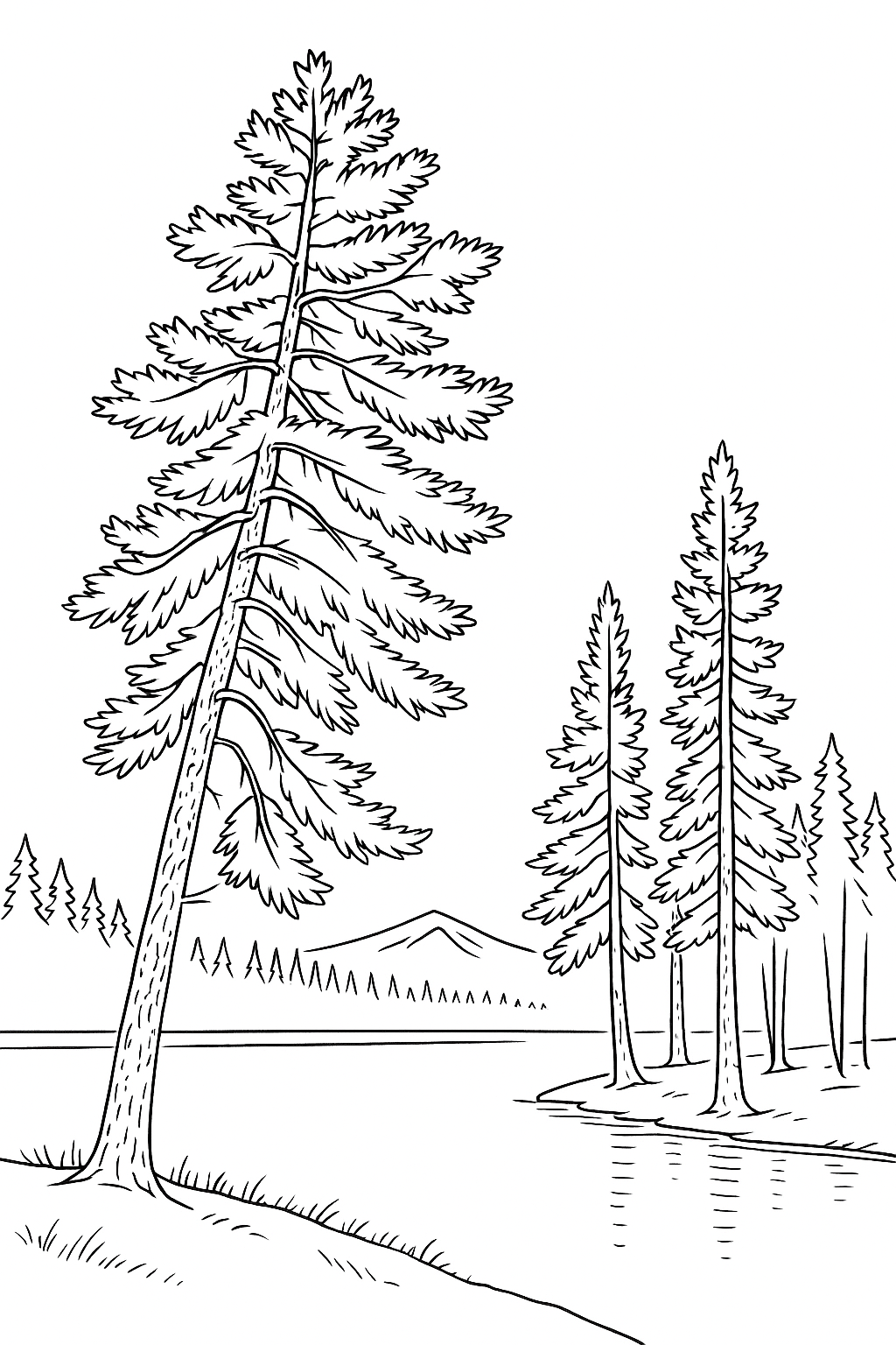 Coloring page of Frosty Pines Swaying