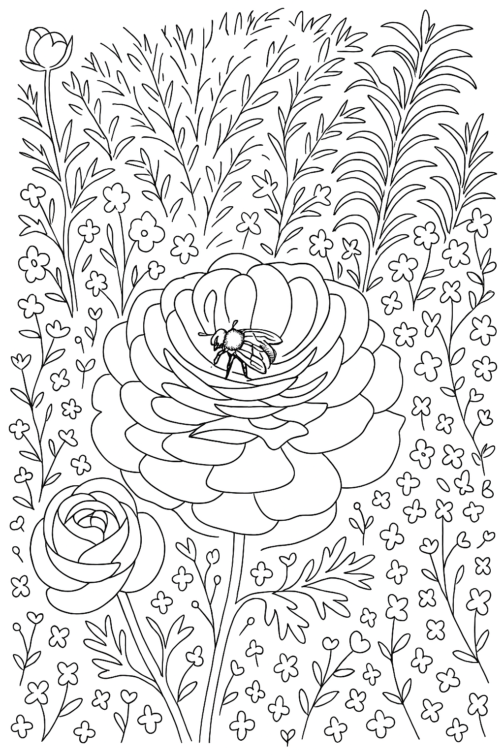 Coloring page of Getty Ranunculus Asiaticus