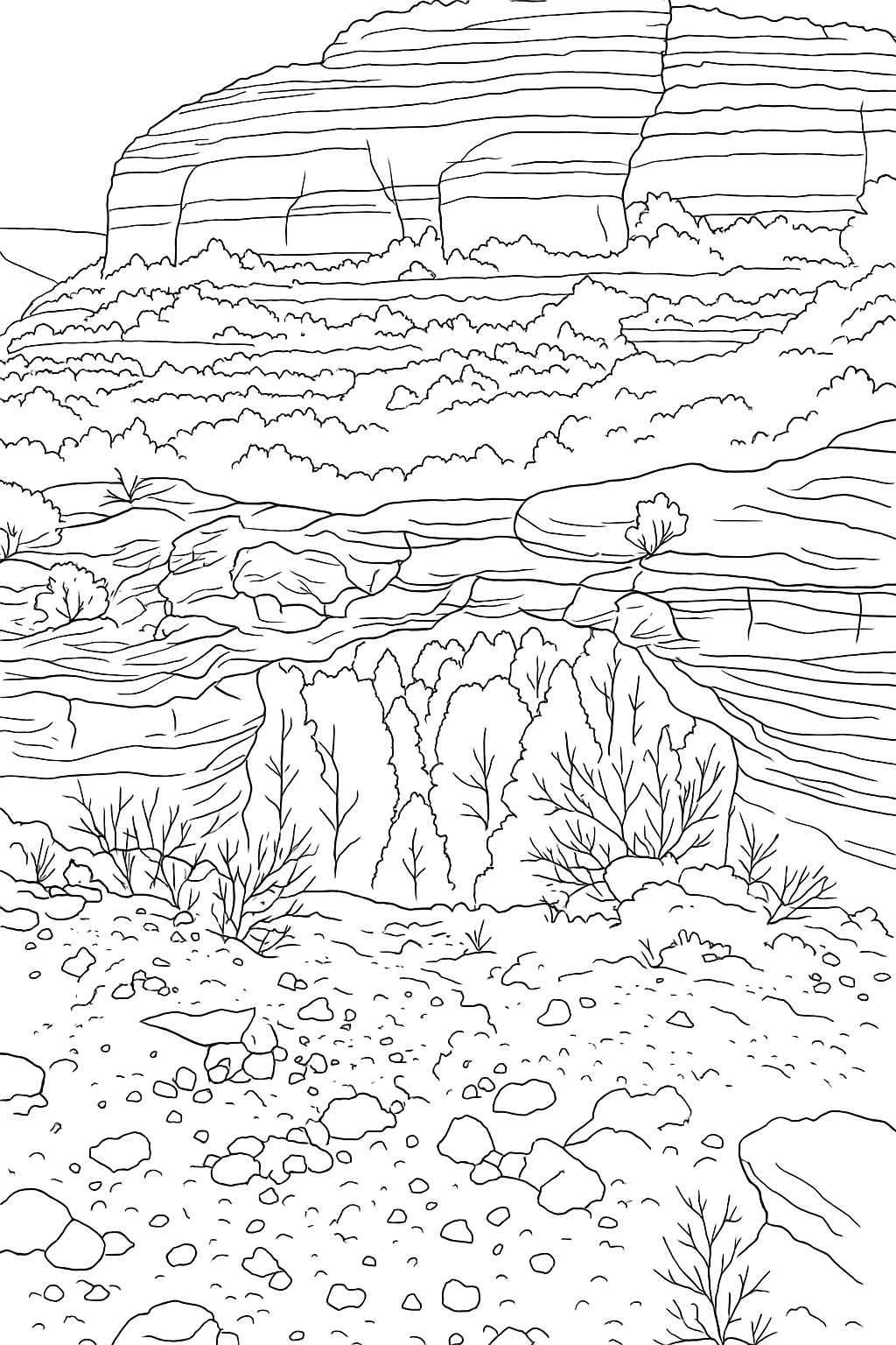 Coloring page of Sedona Devils Bridge